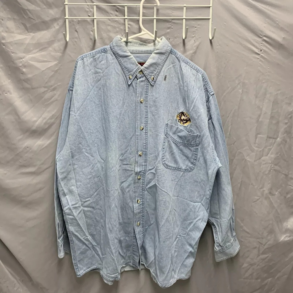 Polar Graphics Shirt Adult Extra Large Blue Long Sleeve Embroidered Horses Men's